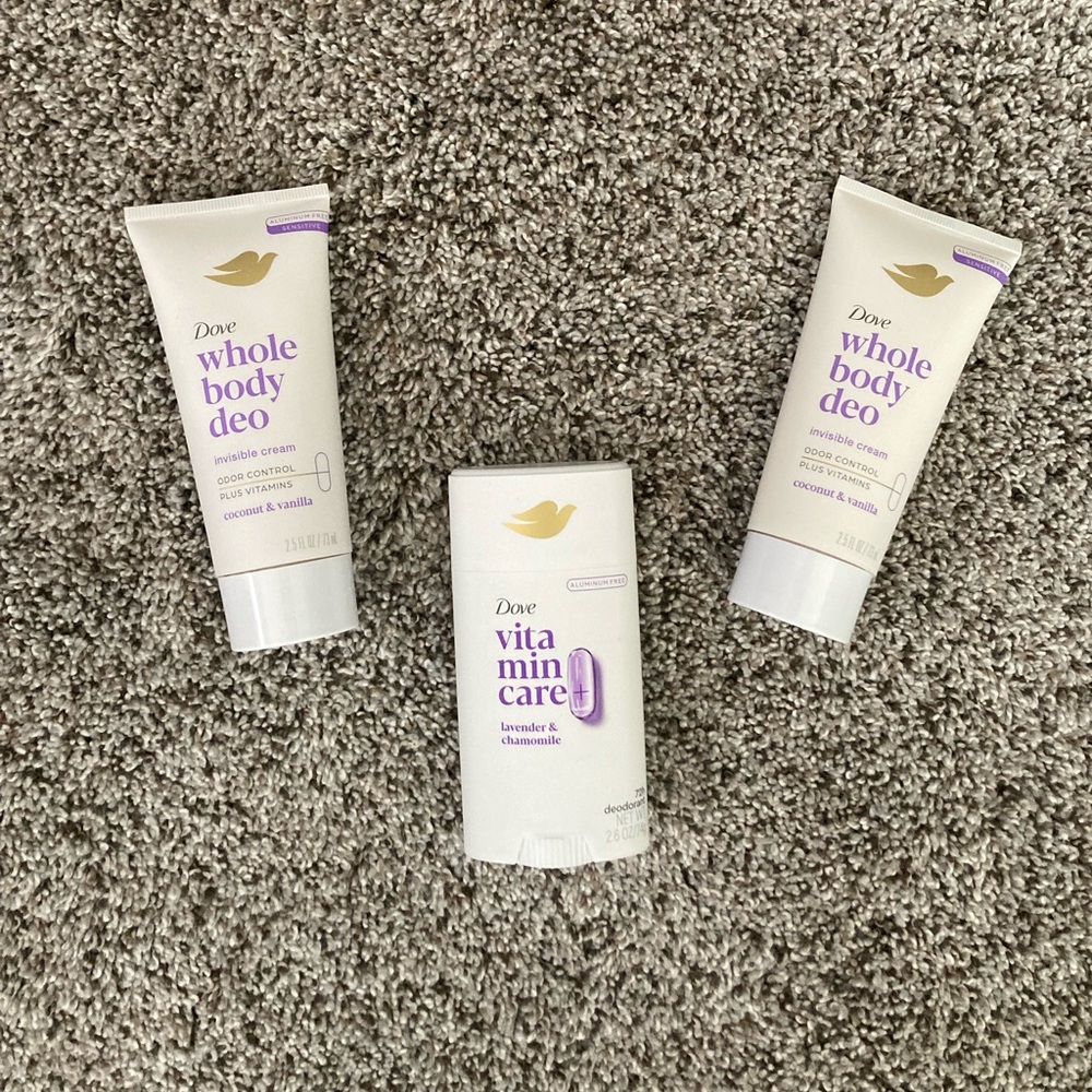 Dove Whole Body Deo Cream Coconut & Vanilla X 2 Dove Vitamin Care X 1 NWT
